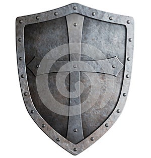 Medieval crusader knight's shield isolated photo