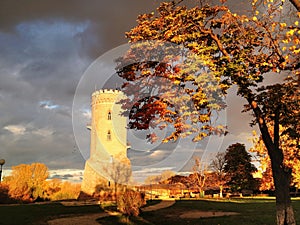 Medieval Defense Tower under dramatic sky