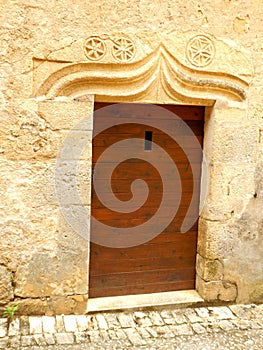 Medieval Door with Carved Stone Lintel