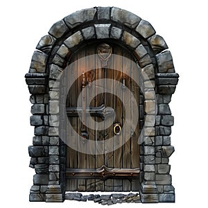 Medieval door isolated on transparent background.