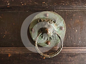 Medieval doorknocker at All Saints` Church Pavement in York, England
