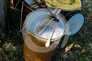 Medieval drums during a medieval historical re-enactment