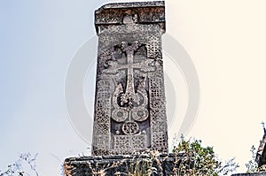 Medieval engraved stone cross about the monastery of Haghpat