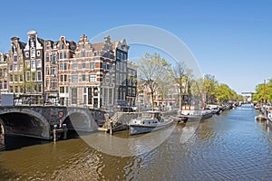 Medieval facades along the canal in the Jordaan in Amsterdam the Netherlands photo