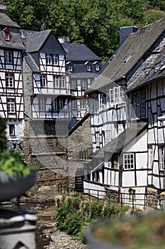 Medieval fachwerk houses in Monschau Old town, Germany