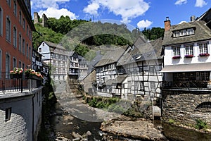 Medieval fachwerk houses in Monschau Old town, Germany