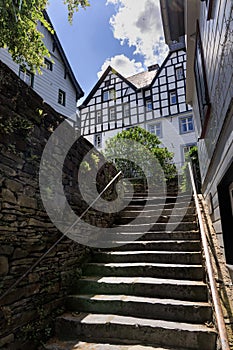 Medieval fachwerk houses in Monschau Old town, Germany