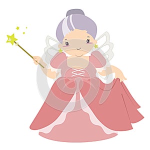Medieval fairytale a fairy godmother cartoon character