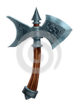 Medieval fantasy battle axe - digital illustration