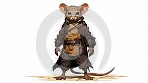 Medieval Fantasy Mouse In Coat Detailed Character Expression By Mike Mignola photo