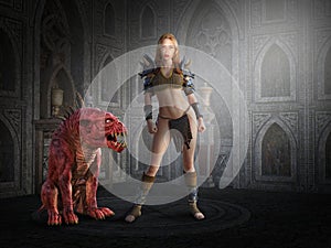 Medieval Fantasy, Woman, Devil Dog