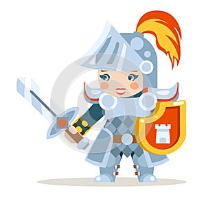 Medieval female knight woman warrior girl fantasy action RPG game layered animation ready character vector illustration