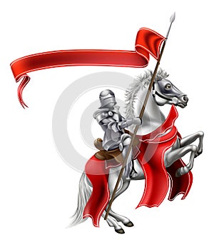 Medieval Flag Knight on Horse