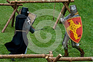 Medieval footed knights, fight