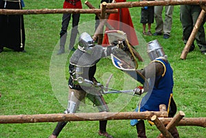 Medieval footed knights, fight