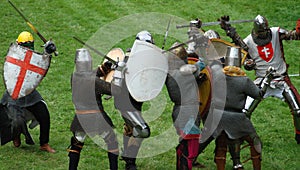 Medieval footed knights, fight