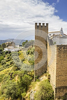 Medieval fort wall in the Spanish Moor town of Ronda, Spain
