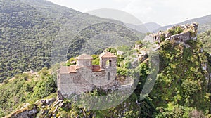 Medieval Fortress Asen , on a hill in eastern Europe, Bulgaria. Bulgarian antique and heritage stronghold fortification on a rock