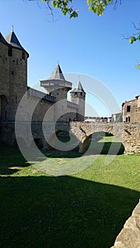 medieval fortress with the entrance bridge