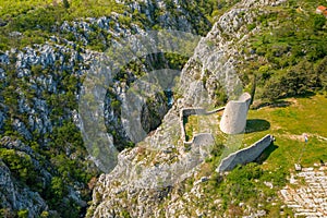 Medieval fortress Gradina on the cliffs of the Cikola River canyon