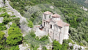 Medieval Fortress on a hill in eastern Europe, Bulgaria. Bulgarian antique and heritage stronghold fortification on a rock.