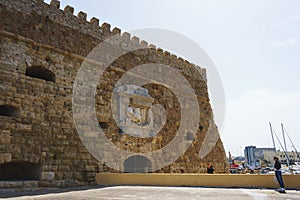 Medieval fortress Kules at the entrance to the Venetian bay and the city of Heraklion.