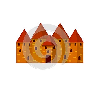 Medieval fortress with towers and walls. Old European city and castle