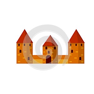 Medieval fortress with towers and walls. Old European city and castle