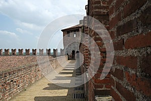 Medieval fortress walls in Soncino, Italy