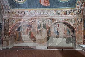 Medieval frescos on a cripta in south pf italy