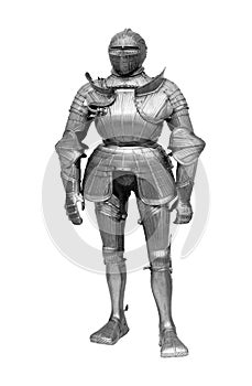 Medieval full body knight suit of armor isolated