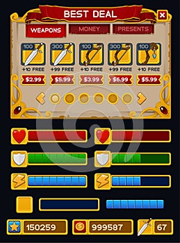 Medieval game GUI pack