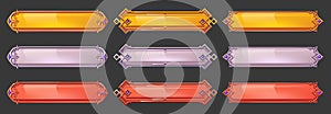 Medieval game menu frames, ui elements, buttons