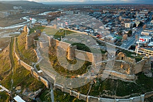 Medieval Gori Fortress on hilltop above Georgian city of Gori