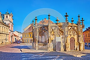 The medieval Gothic Kamenna Kasna Stone Fountain, Kutna Hora, Czech Republic