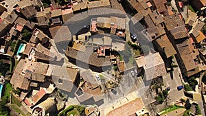 Medieval Gothic Stone Town Aerial Drone View