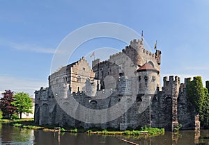 Medieval Gravensteen Castle In Gent