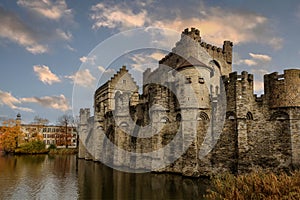 Medieval Gravensteen castle in Ghent, Belgium