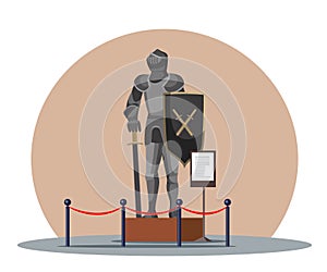 Medieval guard statue in knight armor at museum