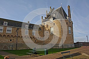 Medieval guardhouse in Veere harbour, the Netherlands