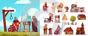 Medieval Hand drawn flat elements and illustration