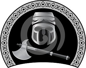 Medieval helmet with axe