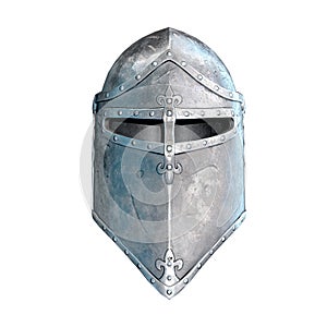 Medieval helmet knight steel metal 3d rendering