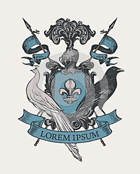 Medieval heraldic coat arms in vintage style