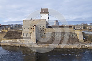 Medieval Herman Castle on the border of Estonia and Russia. Narva, Estonia