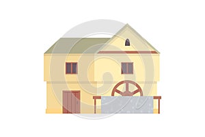 Medieval historical building, old city house vector illustration.