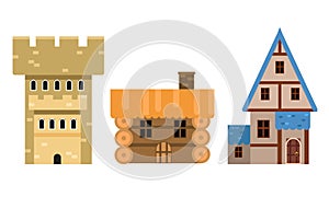 Medieval Historical Buildings and Old European Architecture Vector Set