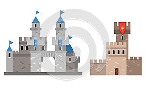 Medieval Historical Buildings and Old European Architecture Vector Set