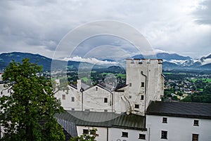 Medieval Hohensalzburg Castle (Festung Hohensalzburg). Aerial vi