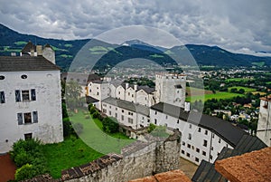 Medieval Hohensalzburg Castle (Festung Hohensalzburg). Aerial vi